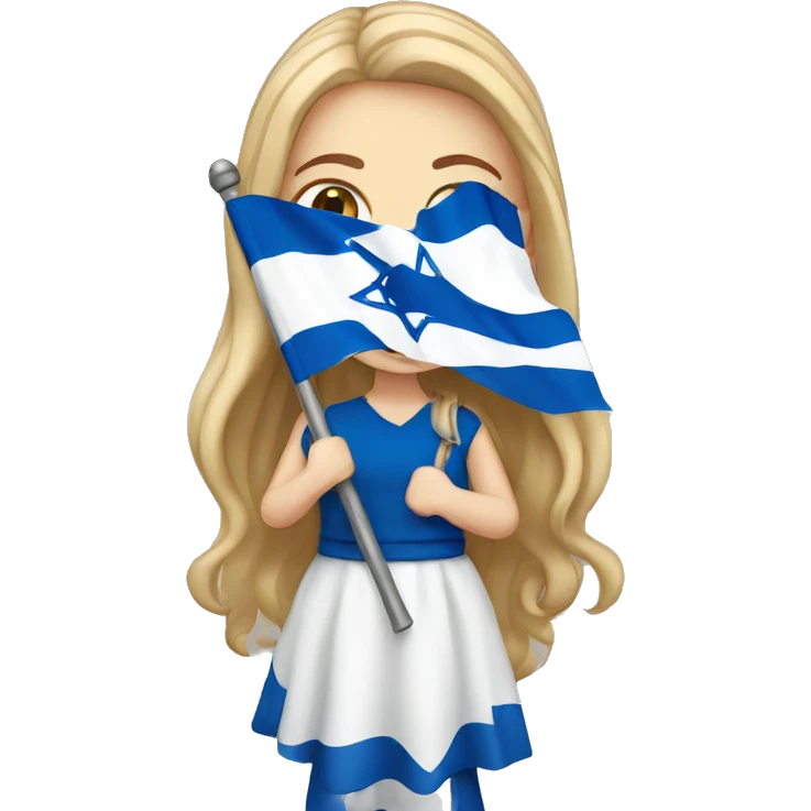White girl holding Israel flag emoji
