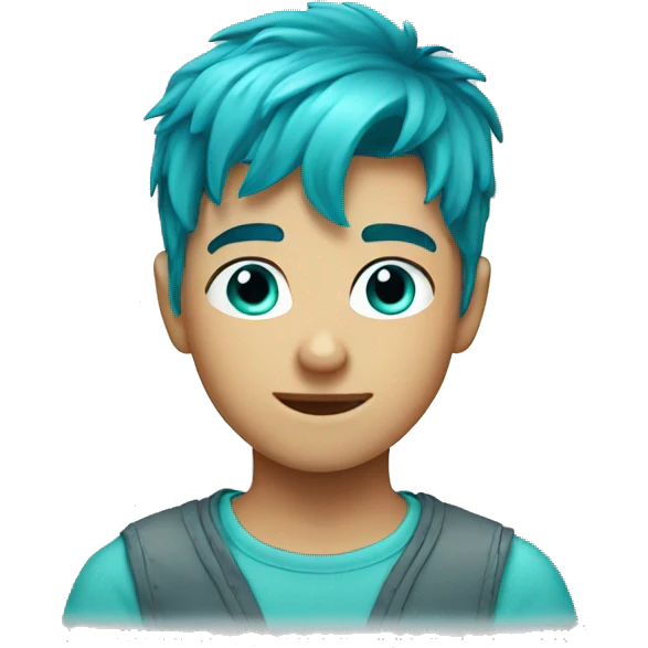 turquoise hair boy with blue eyes  emoji