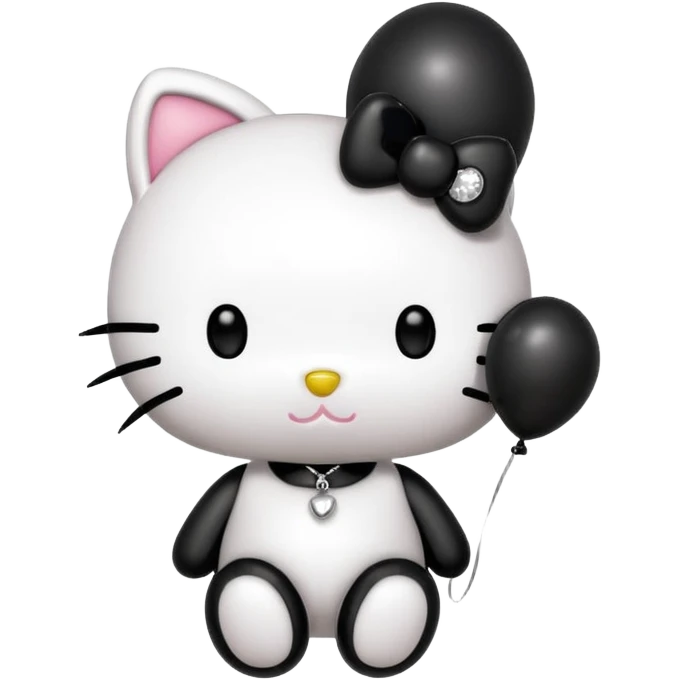 hello kitty with spike stud bracelet with holding black balloon emoji