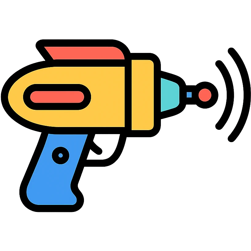 sleek modern raygun icon with color outlines emoji