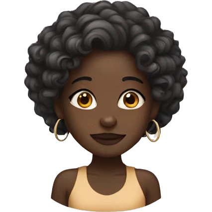 Dark skinned girl, wavy hair, hoop earrings  emoji