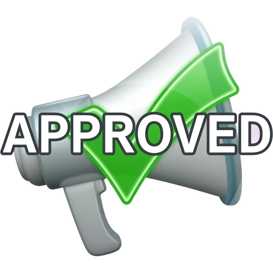 can you create a simple slack emoji for to be used for "marketing approved"? to be used when devs have changes approved by marketing and we can release/deploy them. please make it a little fun . please make it with a transparent background with like a megaphone or something too? and a fun shape? emoji