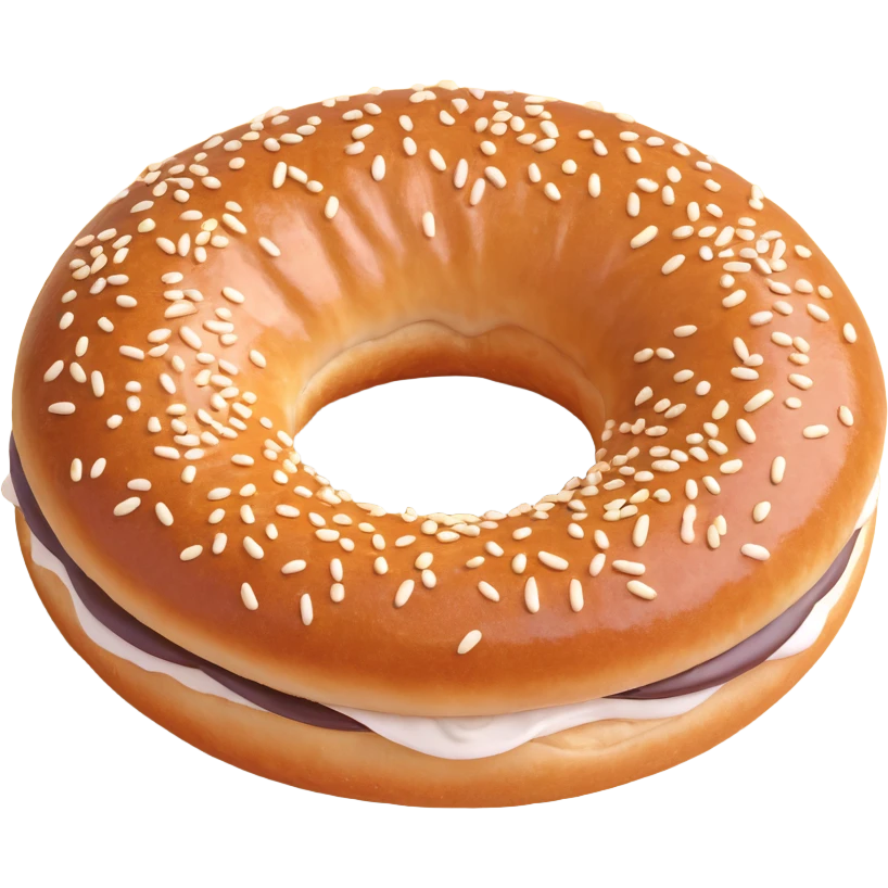 a simit, the Turkish sesame bagel, realistic 3D style emoji