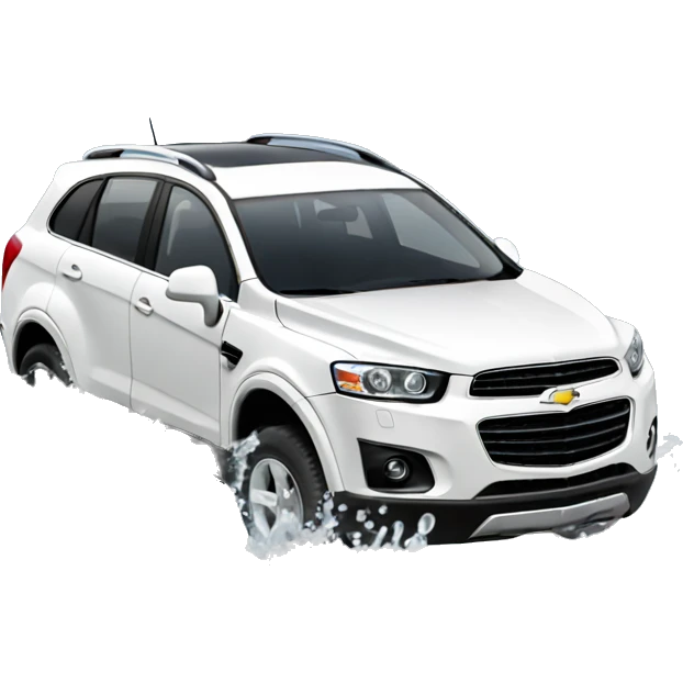 white chevrolet captiva in water with foam emoji