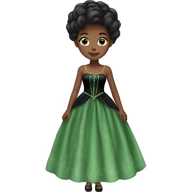 princess black green dress  emoji