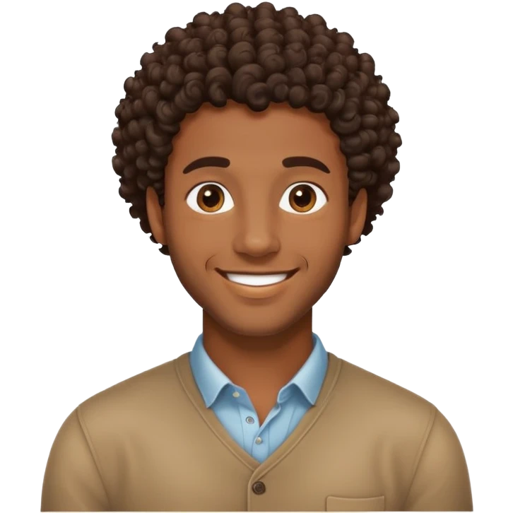 Black handsome guy with curly hair smiling  emoji