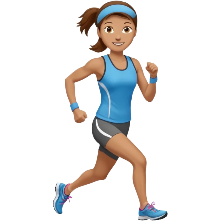 middle-aged female runner brown hair emoji