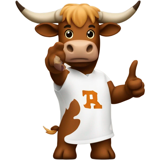 Bevo throwing up hook em emoji