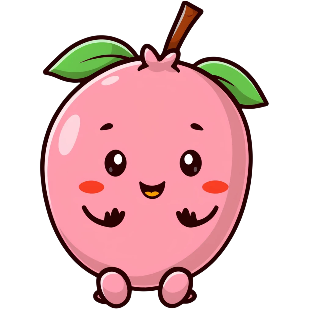 cute lychee fruit character with happy face emoji