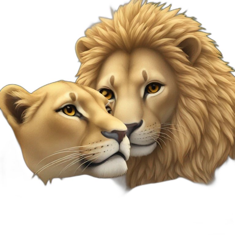 Lion loves panther emoji