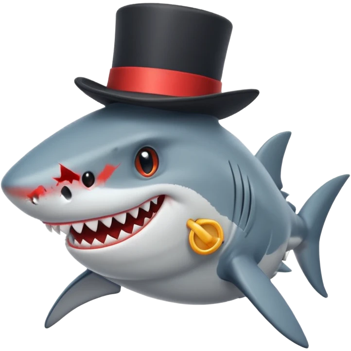 Shark with a top hat emoji