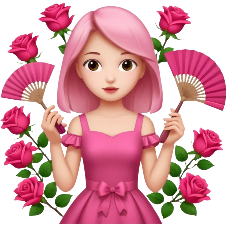 Clean girl pink fan and I love rose emoji