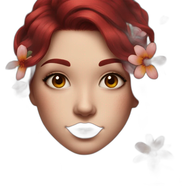 girl with dark red hair and flowers tattoo shoulder emoji
