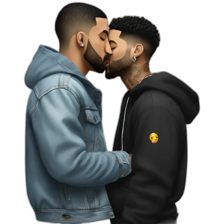 Drake kissing 21 Savage emoji
