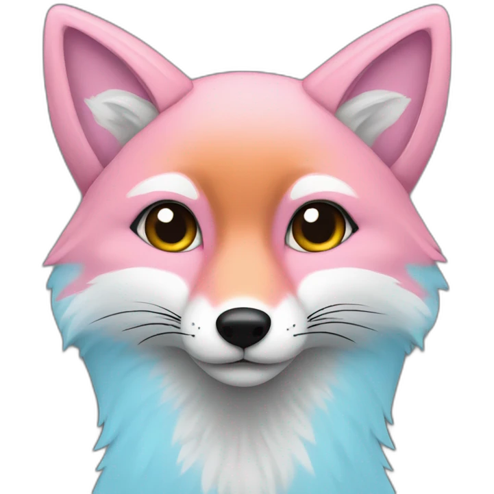 half light blue half pink fox emoji