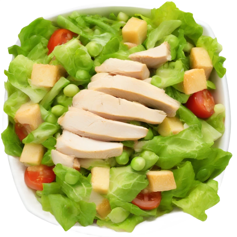 chicken ceaser salad with pea emoji