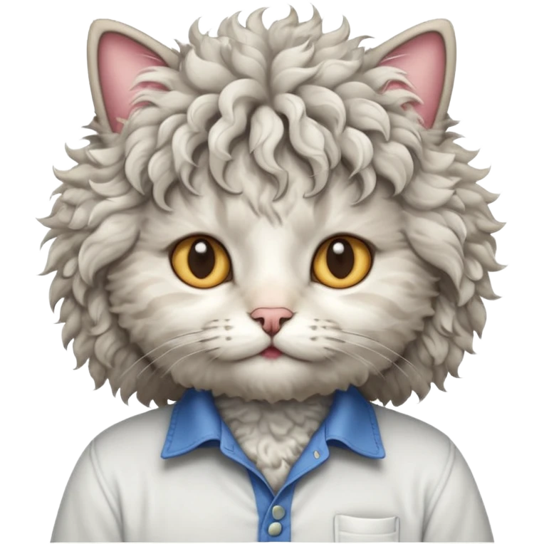 curly hair cat with shirts  emoji