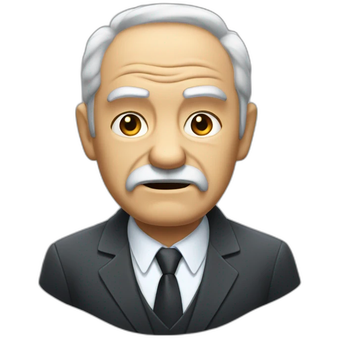 angry old man with no beard and no mustache but sideways hair. He is wearing a suit emoji