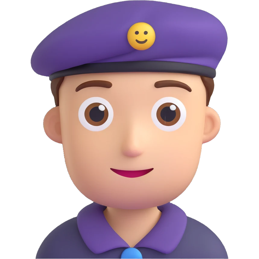 a young man with a beret, 3D emoji style emoji
