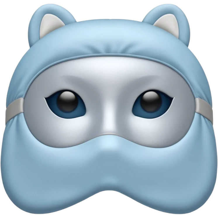 emoji of an isolated silky sleep mask, no eyes, no face, no character features, smooth satin texture with gentle shine, pastel grey-blue color, soft rounded shape, cozy winter pajama mood, soft shadows emoji