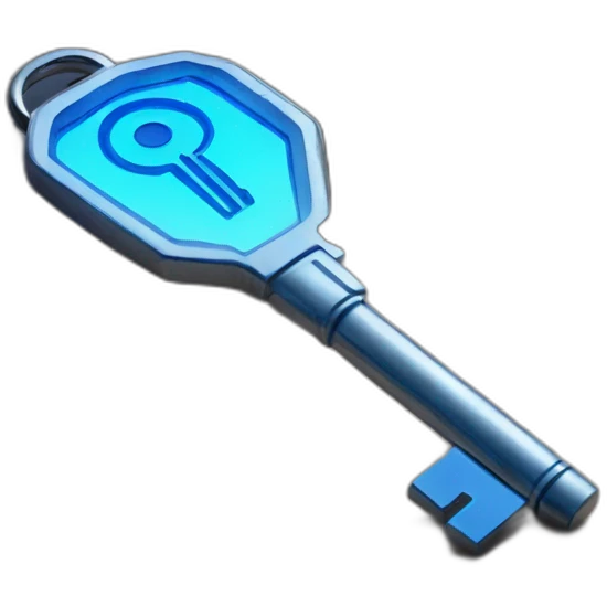 cyber metal key with blue light emoji
