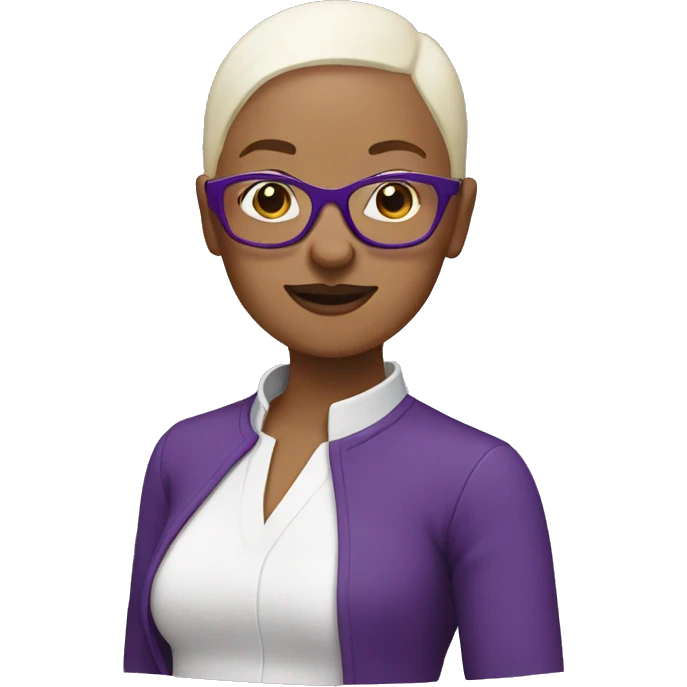 bald woman with purple glasses emoji