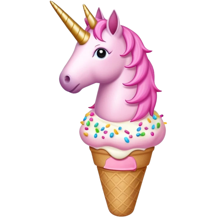 An ice cream with a pink unicorn  emoji
