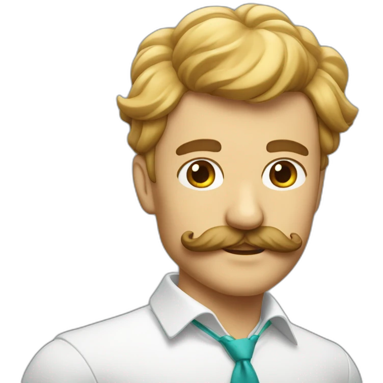 Homme avec les cheveux plaquer et une petit moustache emoji