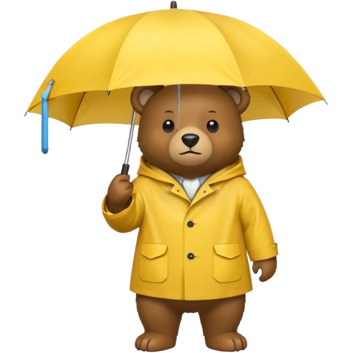 Bear with umbrella, wearing rain coat emoji