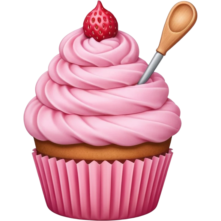 Cupcake with Strawberry ice cream scoop style frosting  emoji