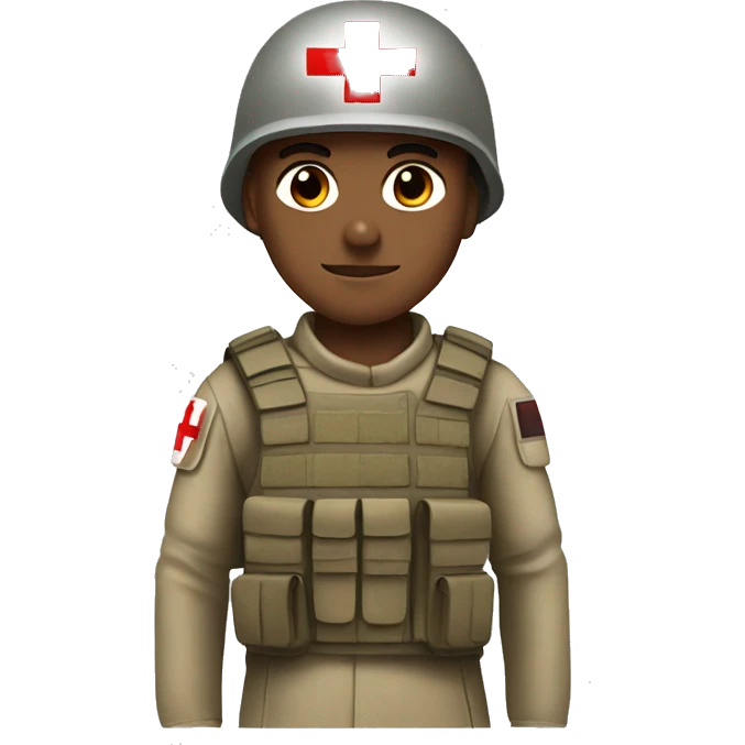 soldier with red medical cross on helmet, default skin tone emoji