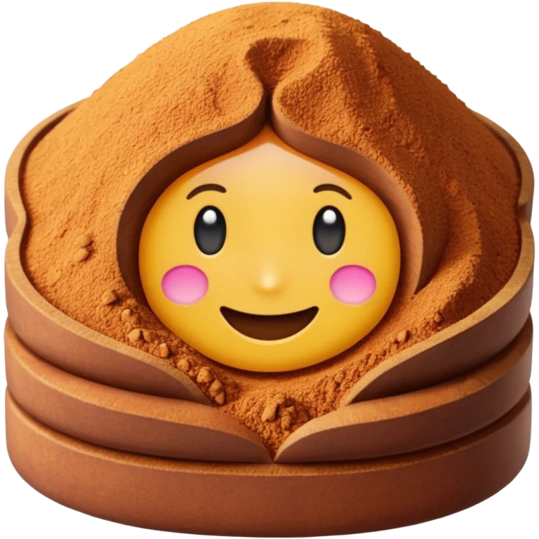 small mound or soft scatter of fine, light brown to beige-green powder with smooth matte texture and delicate speckling, slightly uneven surface, freshly ground spice, apple emoji style, soft lighting, subtle shadows, transparent background, emoji scale emoji