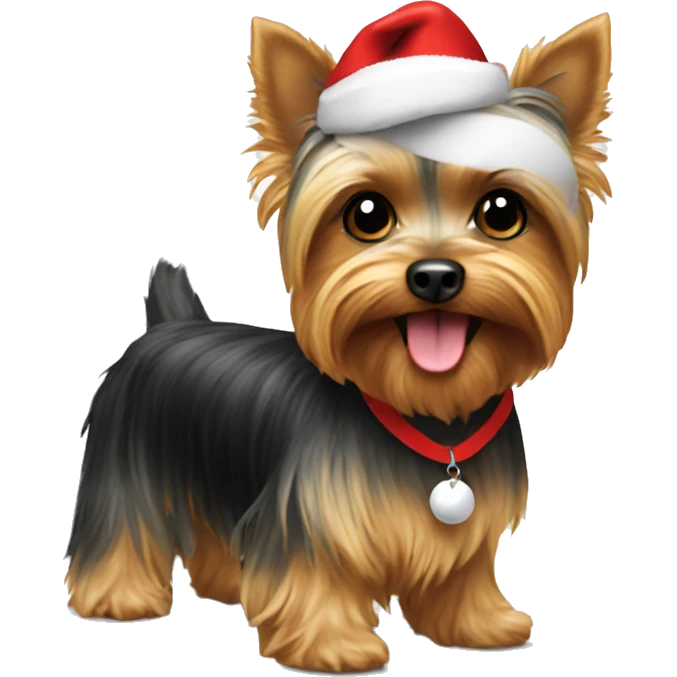 Yorkie with a Santa hat playing pickleball  emoji
