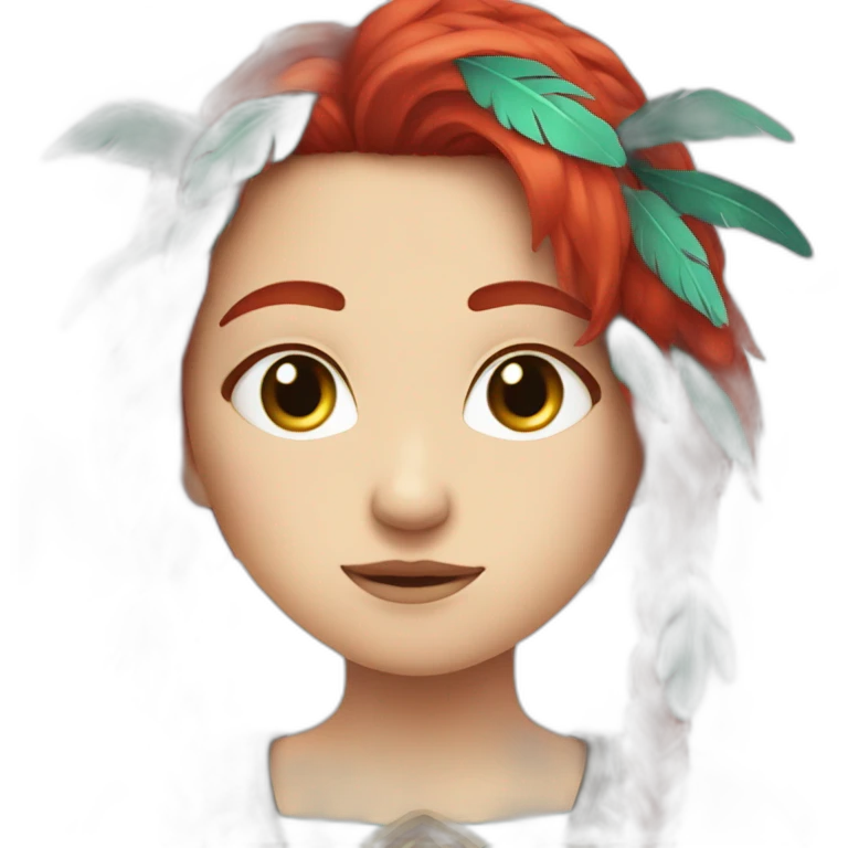 quetzalcuoatl red hairs, blue eye , white skin girl emoji