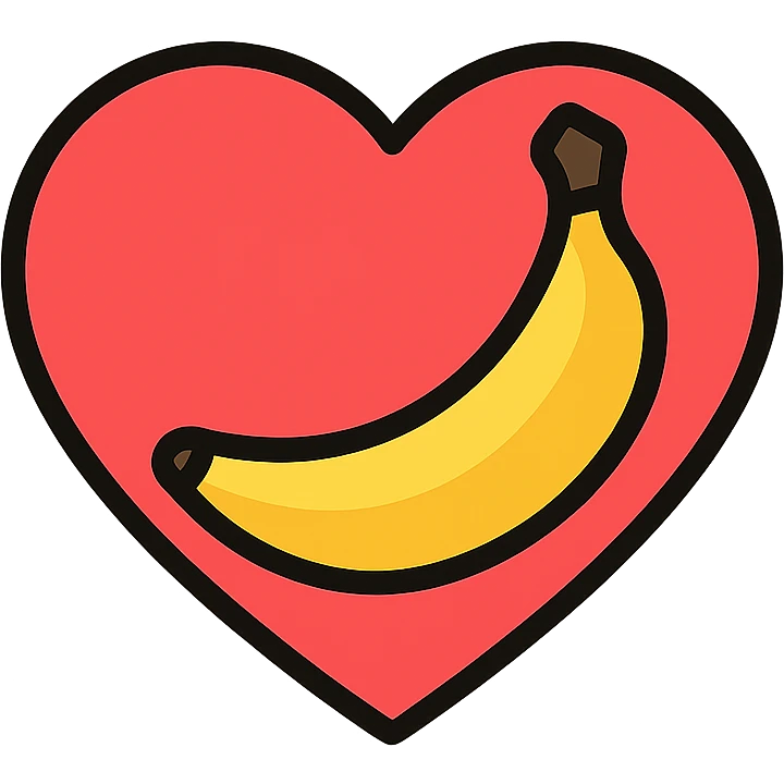 a stylized banana within a heart shape, minimalistic emoji