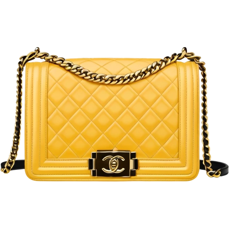 light yellow chanel le boy gold chain bag emoji