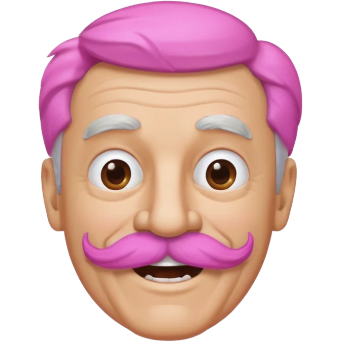old guy with funny hair and brown shades and big  pink mustache emoji