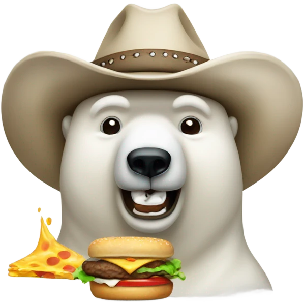 Polar bear wearing a cowboy hat and grilling cheeseburgers emoji
