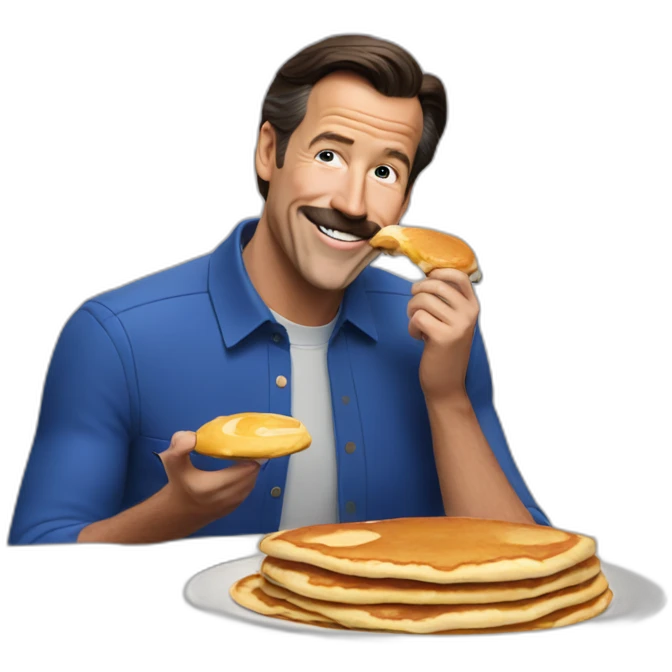 Ted Lasso eating pancakes with Joe Biden  emoji