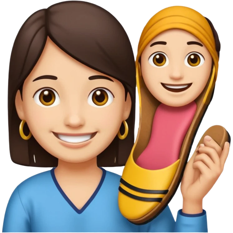 Smile, holding a chappal, emoji emoji
