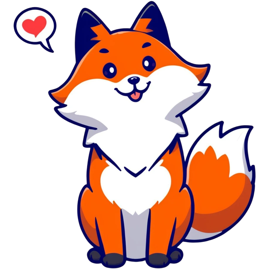 Fluffy fox blowing kisses emoji