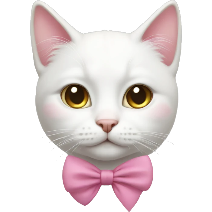 White cat with pink hair bow on forehead  emoji