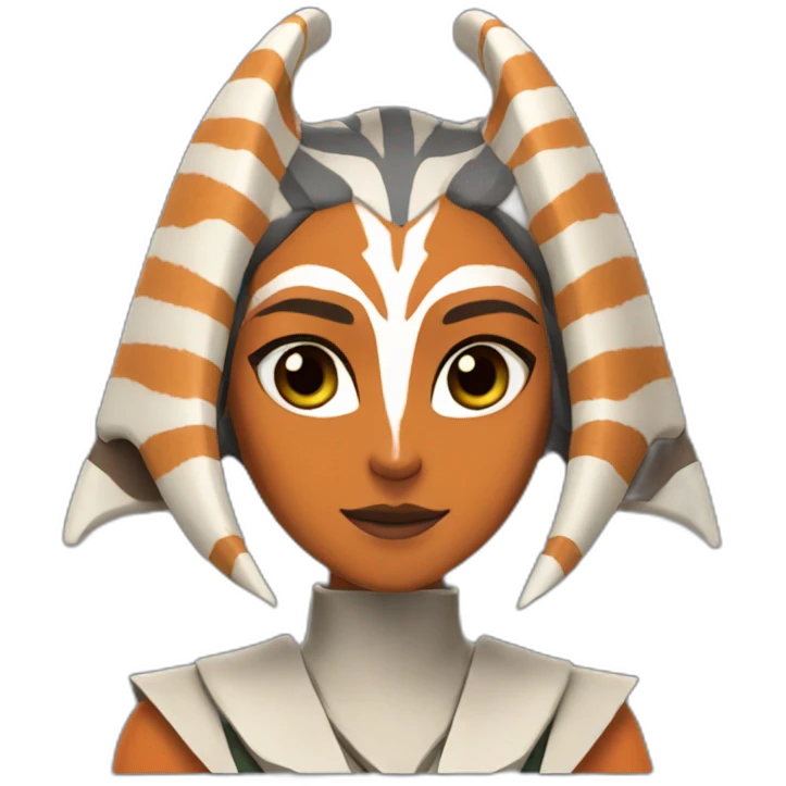 Ahsoka Tano (Portrait, front facing, Apple iOS 17 style) horns, tendrils emoji