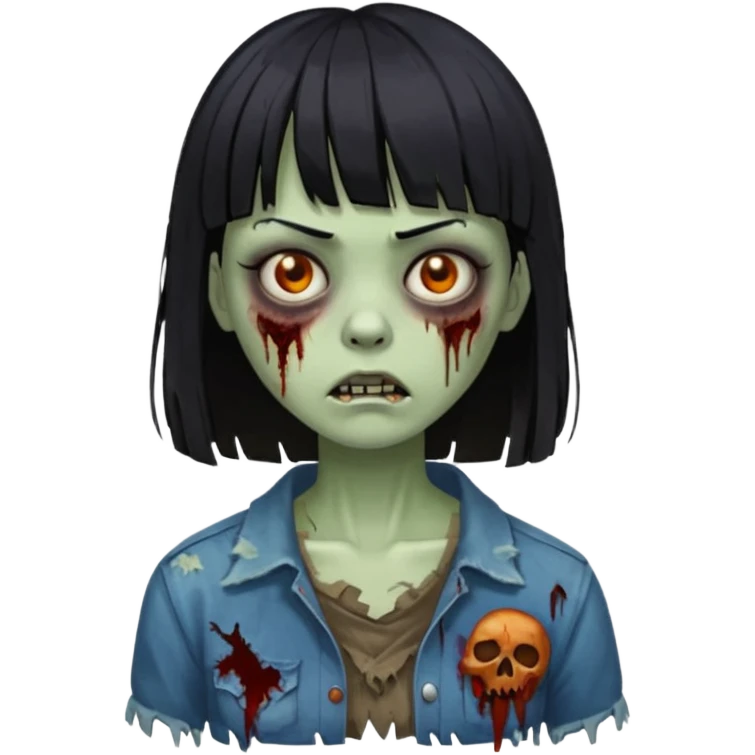 Zombie woman with black hair and bangs emoji