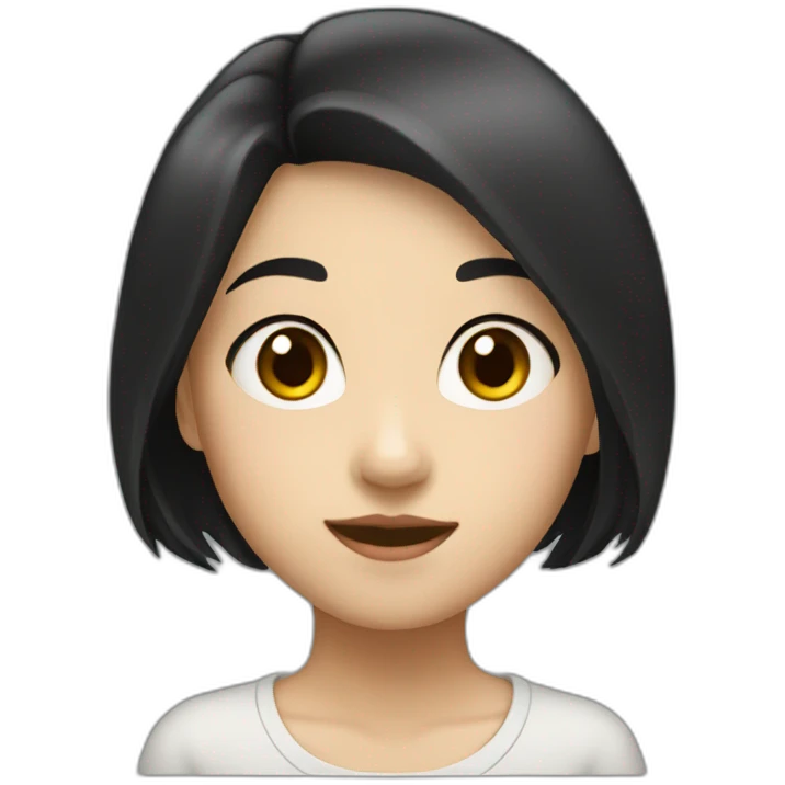 short asian girl with black hair student emoji