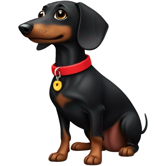 Black wiener dog with red collar  emoji