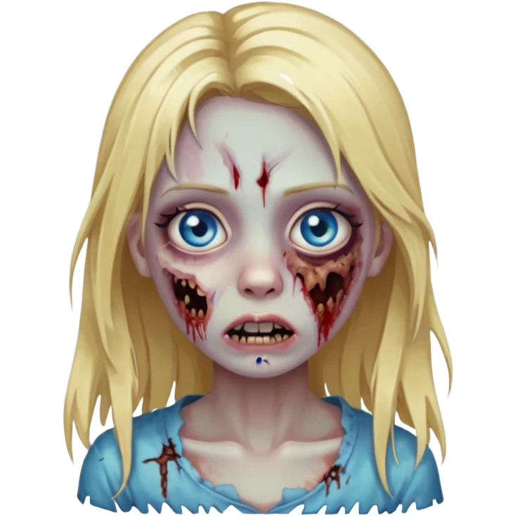 girl zombie with blonde hair blue eyes and Eyelashes emoji