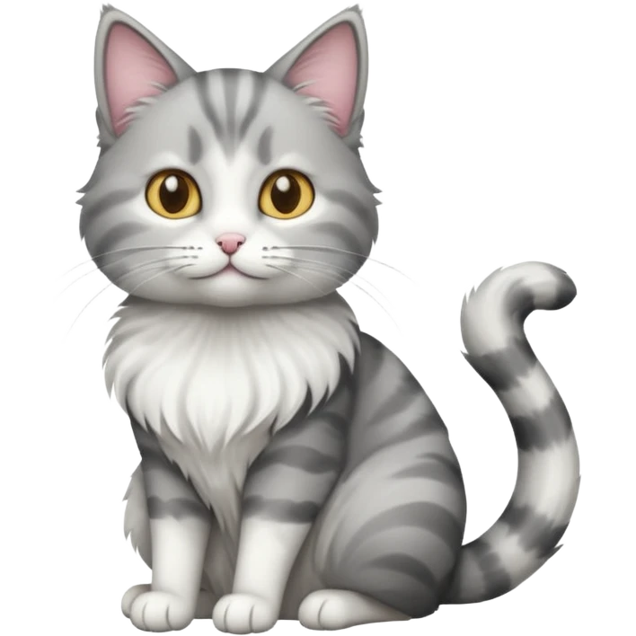 a grey and white cat sitting regally emoji