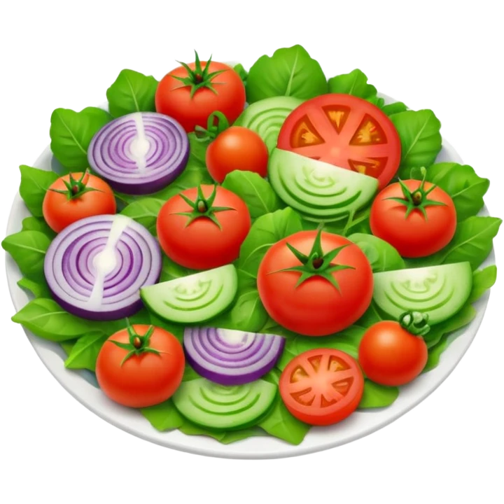 Salad community avatar in clean emoji-style illustration. Classic salads like Olivier, Greek or Tashkent, vibrant greens and colorful ingredients, simple shapes, flat design, high contrast, fresh and inviting. emoji