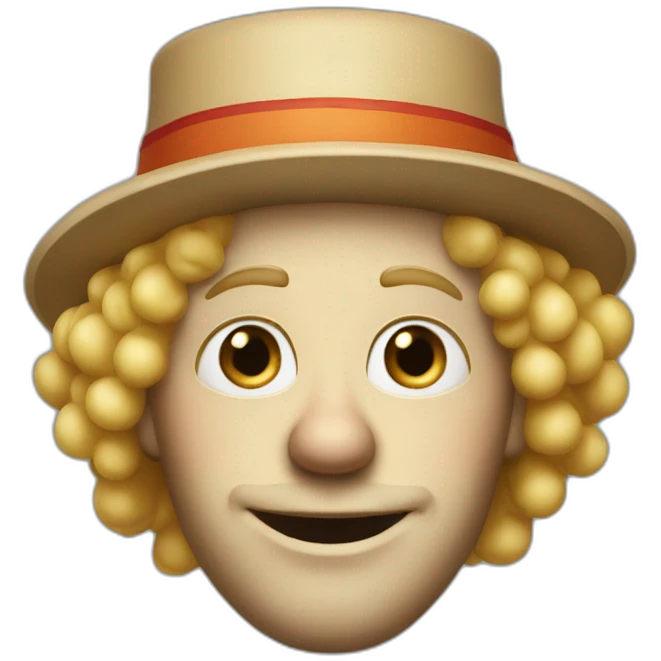 a clown wearing a big elongated hat and blond hair who’s name is hans emoji
